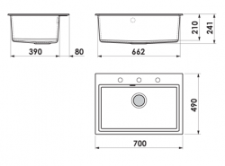 Küchenspüle 70x49cm LATTE